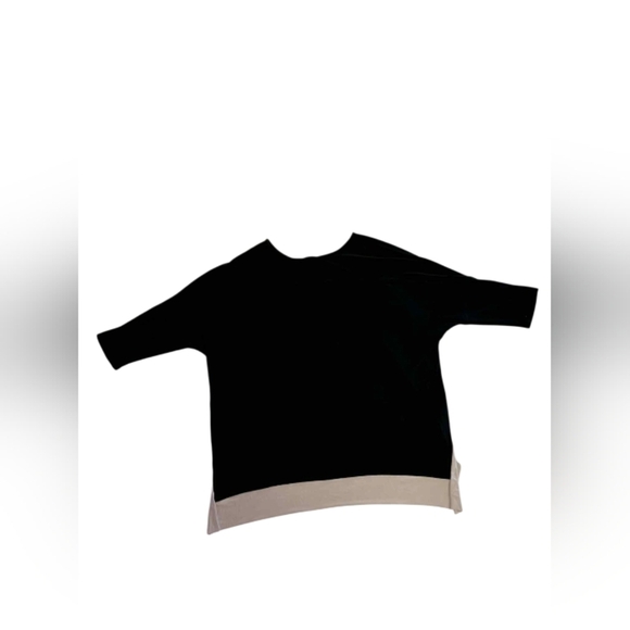 Joseph Ribkoff Formal Black Quarter Sleeve Top with Beige Trim Size 14EUC - Picture 4 of 7